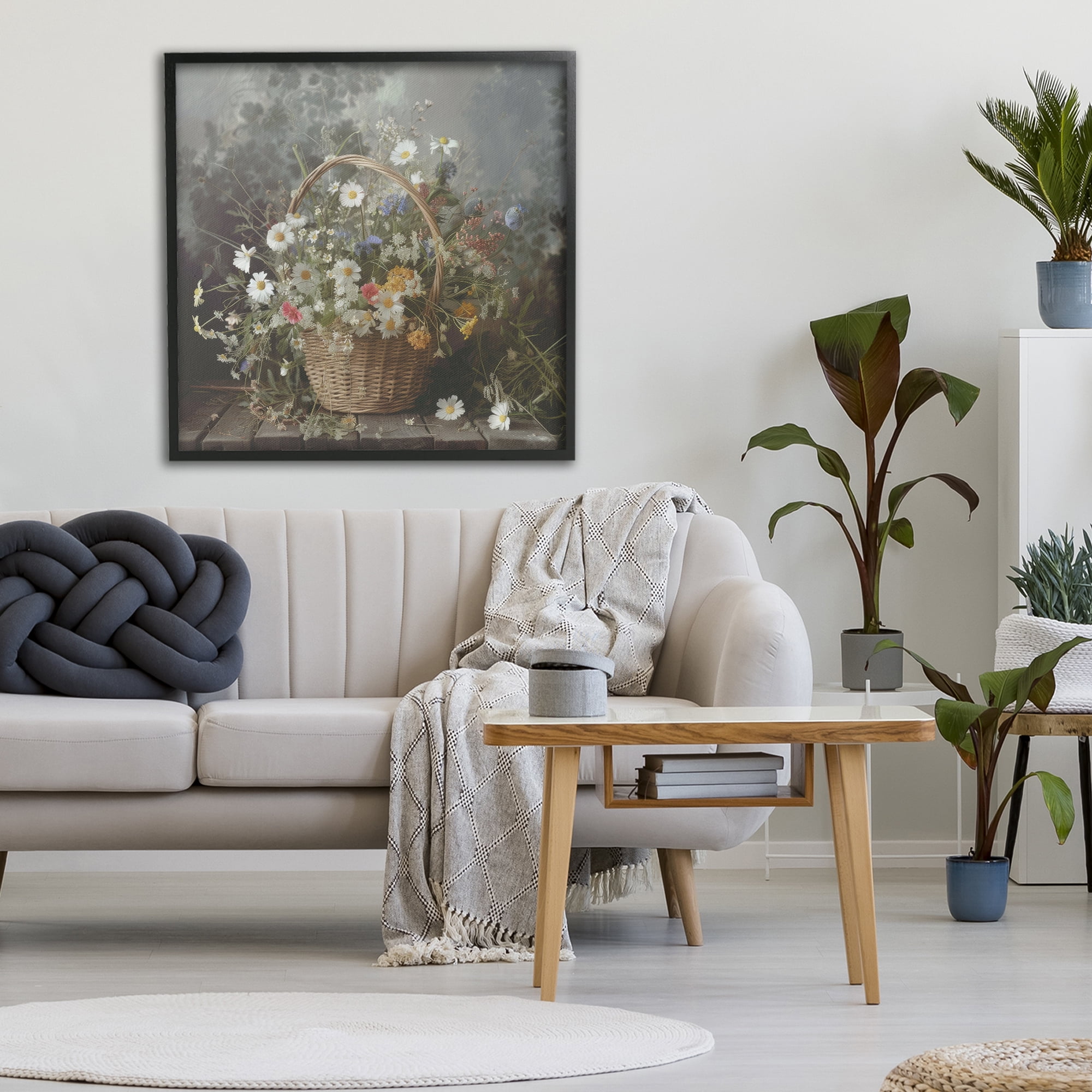 Stupell Industries Florals In A Basket Arrangement Black Framed Giclee Art, design by Lazar Studio