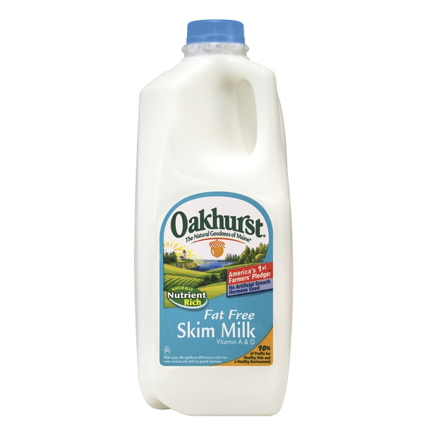 Oakhurst Fat Free Skim Milk Half Gallon Walmart Com Walmart Com