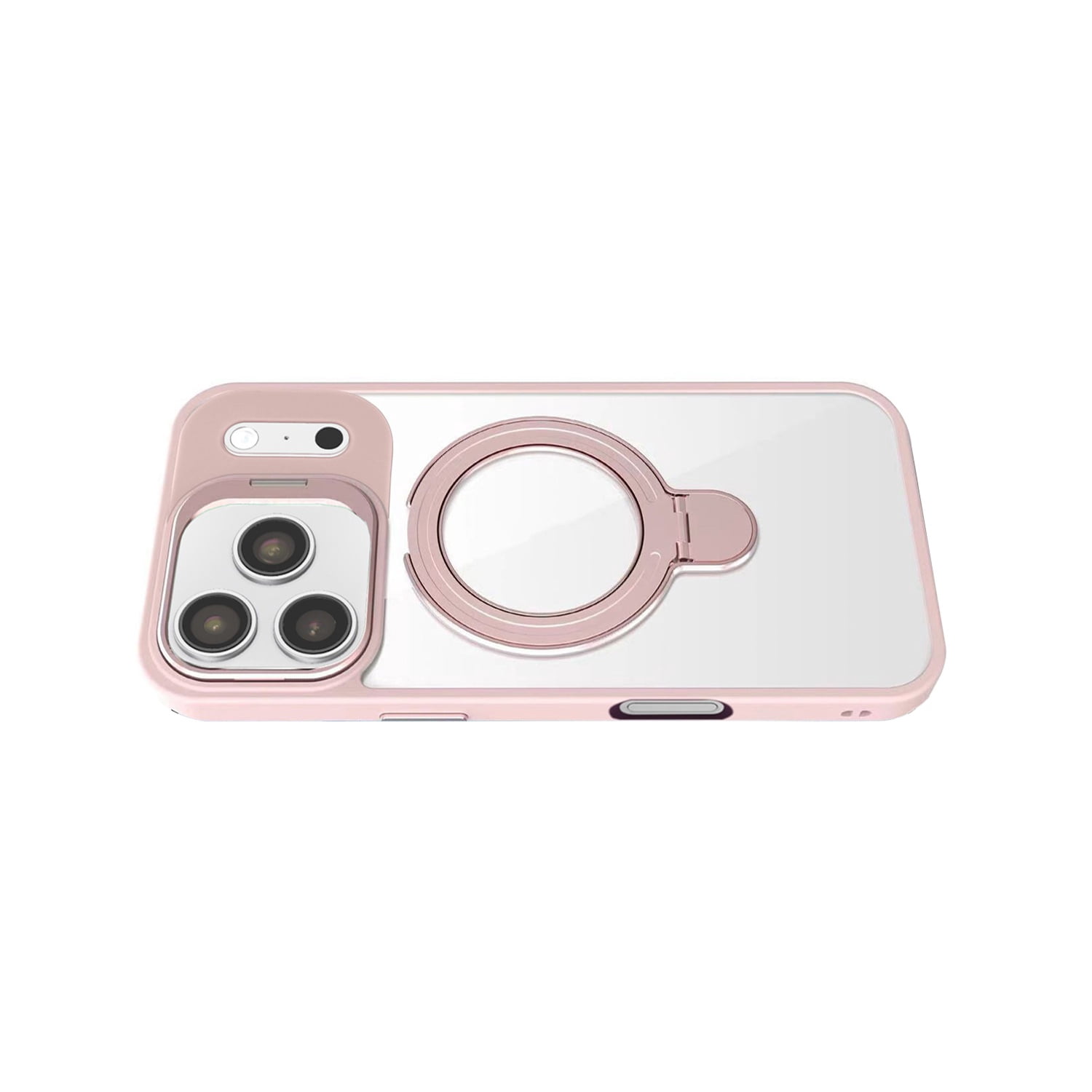 Transparent MagSafe Case with 2 Kickstands and Lens for iPhone 17 Pro Max - Pink