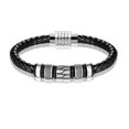 thumbnail image 1 of Black Leather Bracelet and Stainless Steel Beads, 1 of 6