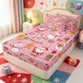 thumbnail image 2 of Manfei Merry Xmas Zipper Twin Comforter Sets with Fitted Sheet and 2 Pillowcases,Red-Green Christmas Stocking Zipper Bedding Set,Pink Reversible,4pcs, 2 of 7