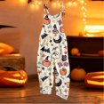 thumbnail image 6 of XINPING Halloween Overalls for Women, Sleeveless Spaghetti Strap Jumpsuit with Pockets, Ghost Pumpkin Print Wide Leg Baggy Romper, Adjustable Straps Fall Holiday Party Outfit 2026, 6 of 8