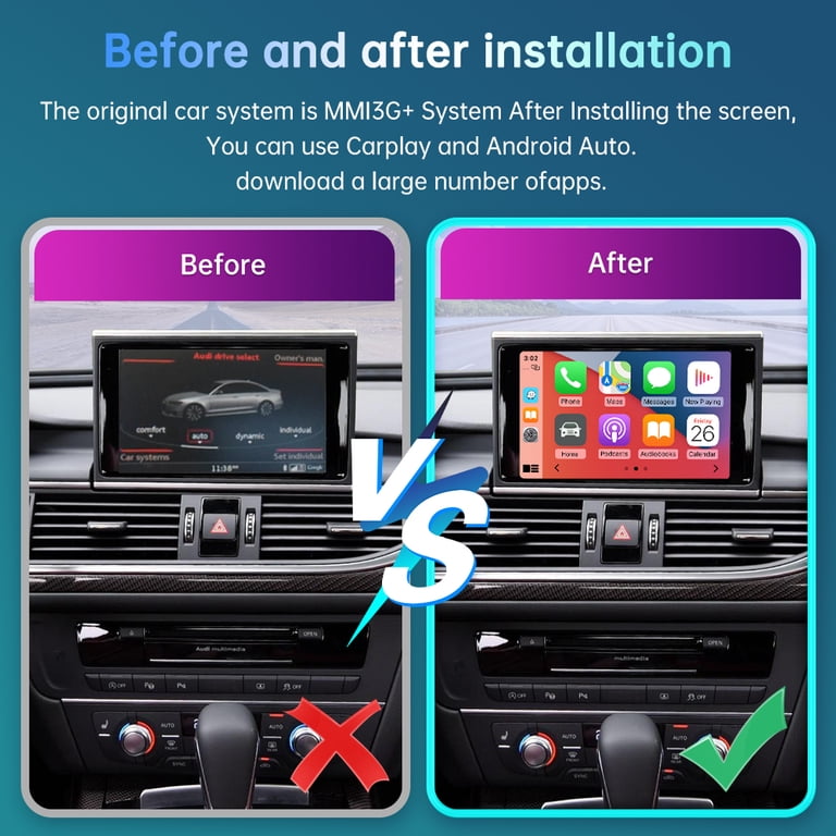 Road Top Wireless Carplay Android Auto Retrofit Kit, Audi A6 A7