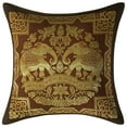thumbnail image 2 of Stylo Culture Indian Outdoor Pillow Slipcovers Elephant Floral Coffee Brown And Gold Throw Pillow Covers 12x12 Jacquard Weave Banarasi Zippered Brocade 30x30 cm Cushion Covers (Set Of 2), 2 of 4