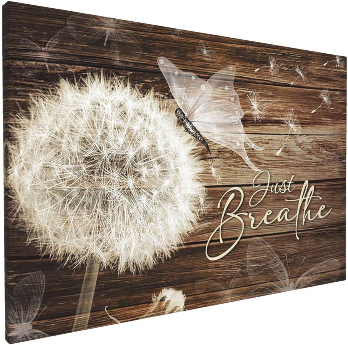Rustic Wall Art Just Breathe Dandelion Pictures Wall decor Floral wall