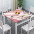 thumbnail image 3 of Pink White Gold Marble Pattern Square Fitted Tablecloth with Elastic Edge,Square Table Cover,Washable Elastic Table Cover for Home Kitchen Party Decor 36"x36", 3 of 6