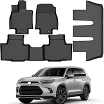 Car Floor Mats for 2024 Toyota Grand Highlander 8 Seats - 3 Row Full Set, Custom Fit TPE Rubber Non-Slip Automotive Floor Liners, Easy to Clean All-Weather Car Mats
