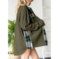 thumbnail image 4 of GHSDFBB Womens Waffle Knit Plaid Shacket Boyfriend Button Down Shirt Jacket Loose Long Sleeve Tops, 4 of 6