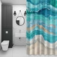 thumbnail image 4 of Turquoise Gradient Bathroom Shower Curtain, Abstract Beach Ocean Wave Oil Painting Waterproof Washable Soft Bath Curtain for Bathtub Decor with 12 Hooks&Grommet, 60x72 Inch, 4 of 9