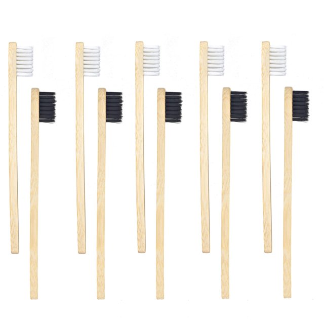 Cepillos de Dientes SEVENHEAD para Niños con Mango de Bambú y Cerdas Suaves - 10 unidades