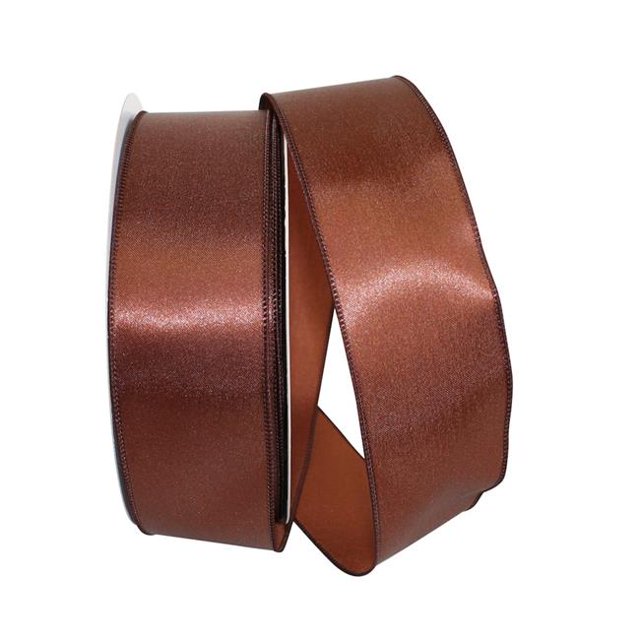 Reliant Ribbon 92575W-092-40K Satin Value Wired Edge Ribbon - Brown - 2.5 in. x 50 yards