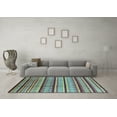 thumbnail image 3 of Ahgly Company Indoor Square Southwestern Light Blue Country Area Rugs, 4' Square, 3 of 4