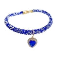 thumbnail image 3 of AuroraX Crystal Heart Pet Necklace Adjustable Rhinestone Dog Collar Bling Fashion Party Wedding Pet Supplies for Dog Cat Blue, 3 of 6