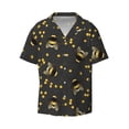 thumbnail image 2 of Lafuoo Bee Pattern Men's Cuban Collar Short Sleeve Shirt, Button-Down Resort Beach Pocket Shirt-Large, 2 of 7