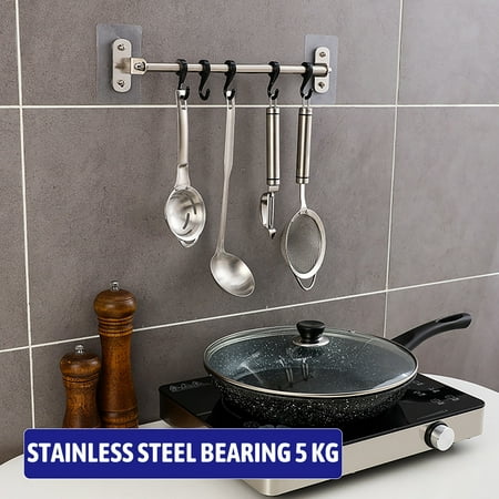 

WNFJR Nail-Free Stainless Steel Hook Space-Saving Wall Mounted Rack Heavy-Duty Adhesive Towel Shelf Multipurpose Bathroom and Kitchen Organizer