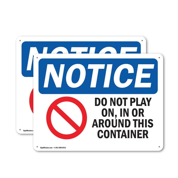 (2 Pack) Do Not Play On In Or Around OSHA Notice Sign 10 Inch X 7 Inch Indoor / Outdoor Rust-Free Aluminum Metal Signs for Workplace, Workshop, and Construction Site, Made in the USA