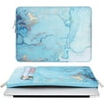 thumbnail image 2 of Mosiso Polyester Vertical Style Water Repellent Laptop Sleeve Case Bag Cover with Pocket for 13-13.3 Inch Notebook, MacBook Pro 14 inch M4 M3 M2 M1 Chip Pro Max 2024-2021, Turquoise Marble, 2 of 6