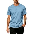 thumbnail image 2 of Men's Solid Crew Neck Short Sleeve T-Shirt, Regular Fit Lightweight Casual Basic Summer Top M, 2 of 5