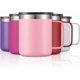 thumbnail image 2 of 12oz Stainless Steel Insulated Coffee Mug with Handle, Double Wall Vacuum Travel Mug, Tumbler Cup with Sliding Lid, Pink, 2 of 4