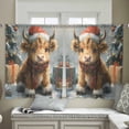thumbnail image 4 of Christmas Cow Sheer Curtains 54 Inches Length 2 Panels Set, Window Sheer Curtains for Living Room/Bedroom, Vintage Painting Winter Snowy Xmas Tree Light Filtering Rod Pocket Curtain 52'' x 54'' x 2, 4 of 7