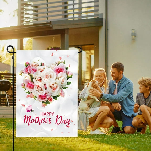 Happy Mothers Day Garden Flag 12x21 Inch Holiday Floral Double Sided Garden Flags for Outdoor Farmhouse Holiday Yard Lawn Decor