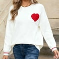 thumbnail image 6 of Sweatshirt for Women Minimalist Heart Graphic Crewneck Long Sleeve Ribbed Cuffs Loose Fit Pullover Classic Novelty Jumper Top for Couples and Holiday Gifts, 6 of 9