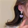 thumbnail image 4 of Pendientes de circonita púrpura en forma de corazón para mujer, diseño único, personalidad de moda, pendientes brillantes, joyería de boda, regalo de cumpleaños, nuevo, 4 of 4