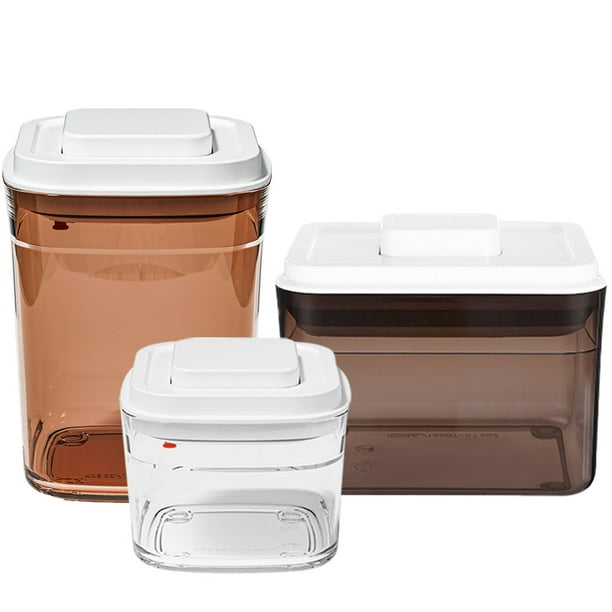3Piece Button Opening Airtight Food Storage Containers Canisters for