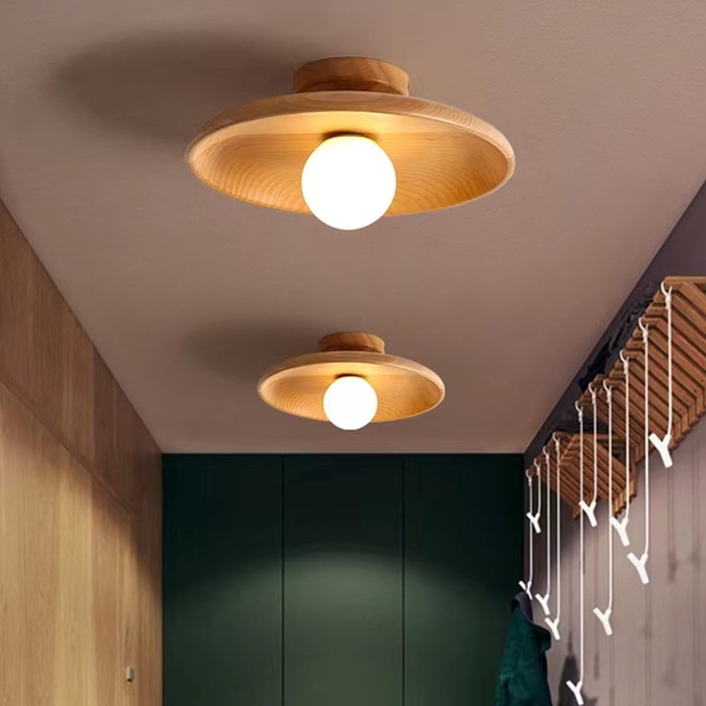 Arturesthome Japanese-style Aisle Small Lamp Flush Mount Solid Wooden Ceiling Light For Dining Room