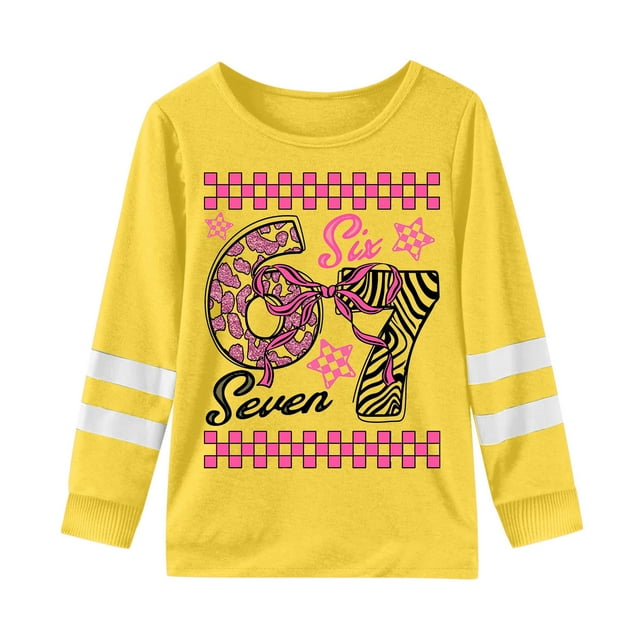 Girls Graphic Print Short Sleeve Colorful Casual Tees For Kids Comfortable Daily Wear Top For Everyday