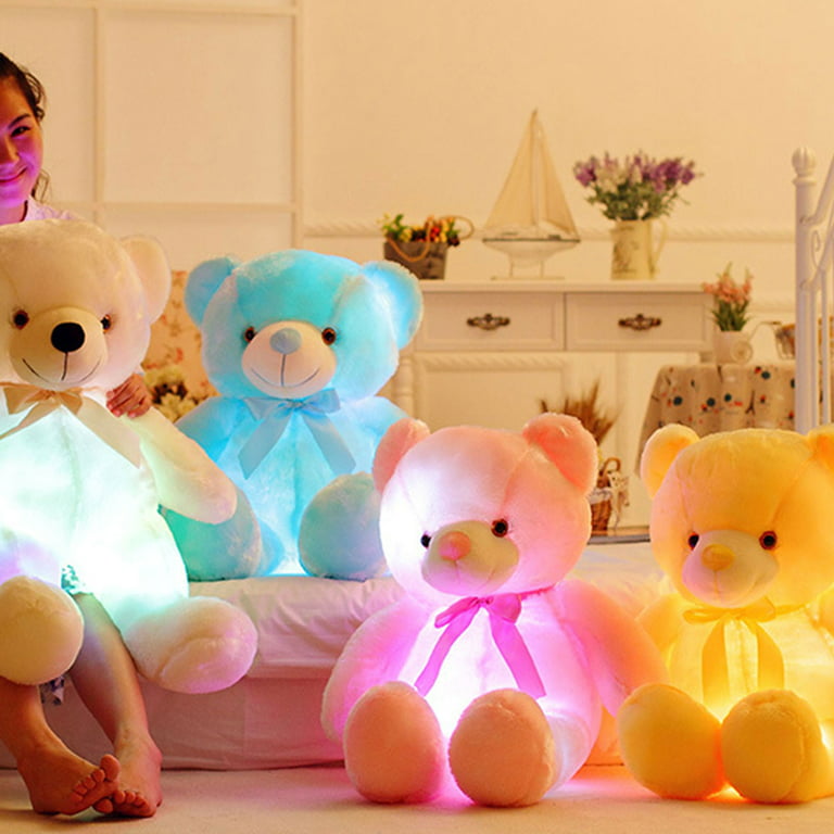 igloofy Light Up Teddy Bear Stuffed Animal - Colorful Glowing Plush - Comfy LED Soft Gift for Her, Baby Toys, Plushie Cuddly & Portable Size 9.5