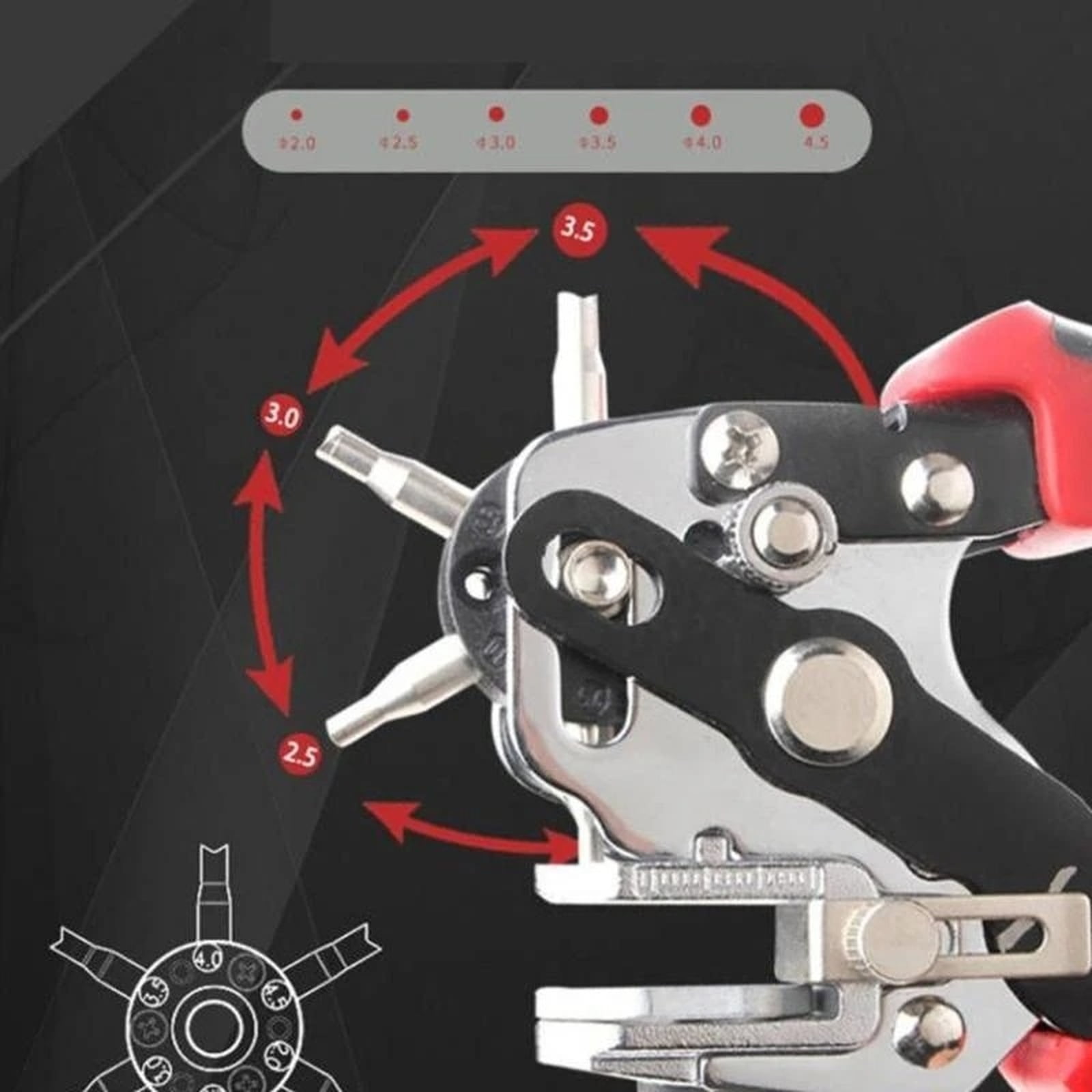 Hole Punch Pliers Heavy Duty, Hand Punch Tool for Leather Belt Paper Plastic, Adjustable Hole Puncher for DIY Craft Industrial Use Easy to Operate