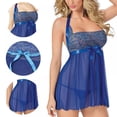 thumbnail image 1 of JANDEL 1pcs Bow embroidered nightdress Women fashion Sexy Lingerie Nightwear Underwear Blue 2XL, 1 of 6