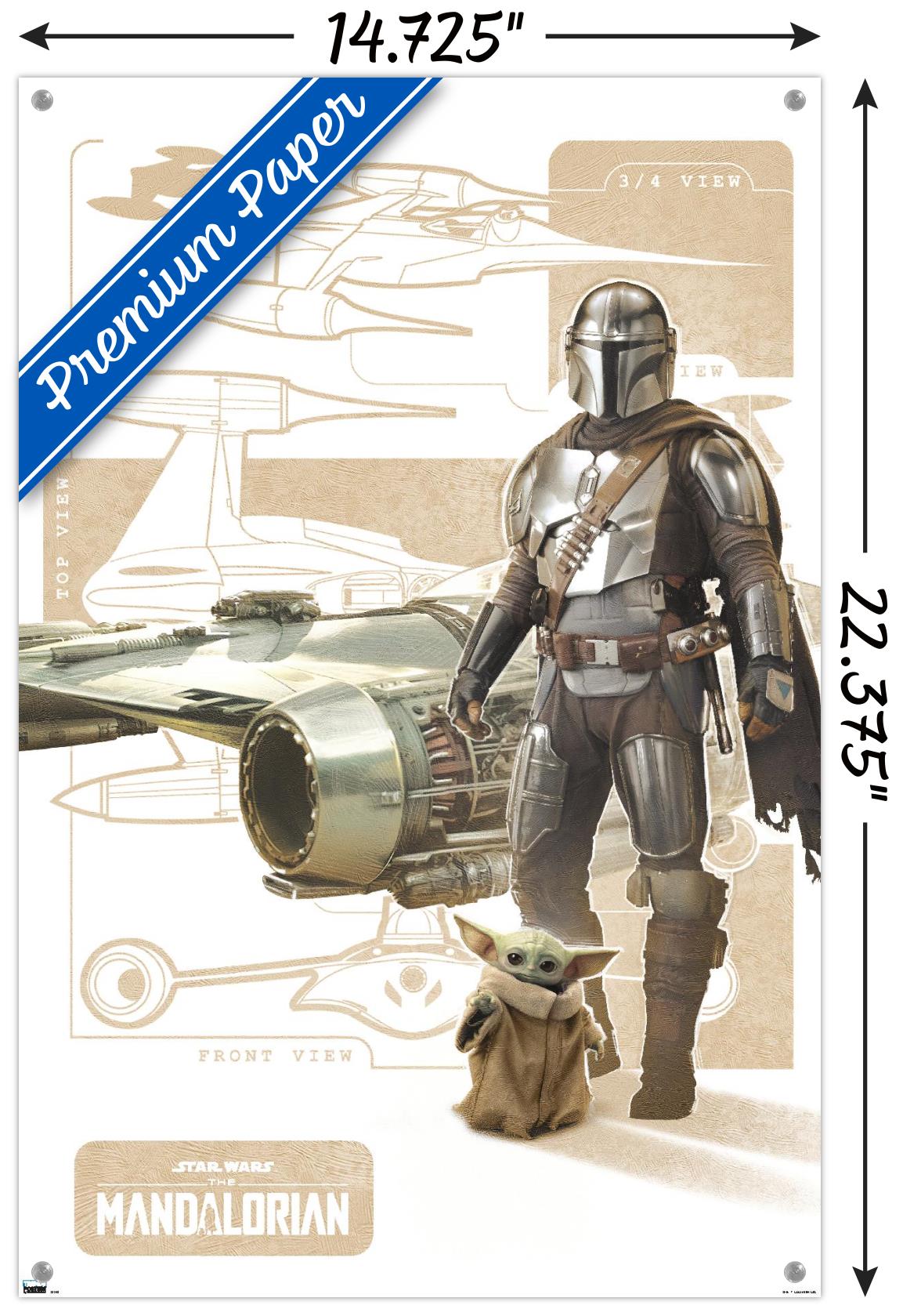 Star Wars: The Mandalorian Season 3 - N1 Starfighter Wall Poster with Push Pins, 14.725" x 22.375"