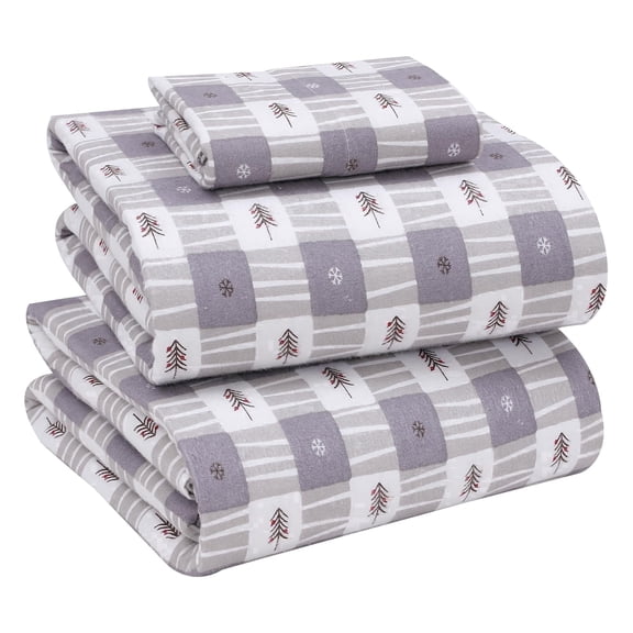 RUVANTI Flannel Sheets Twin Size - 100% Cotton Double Brushed Twin Sheets Set, Deep Pockets 16 Inches, All Seasons Breathable & Extra Soft Bed Sheets, Warm & Cozy, 3 Piece, Snow Stroke