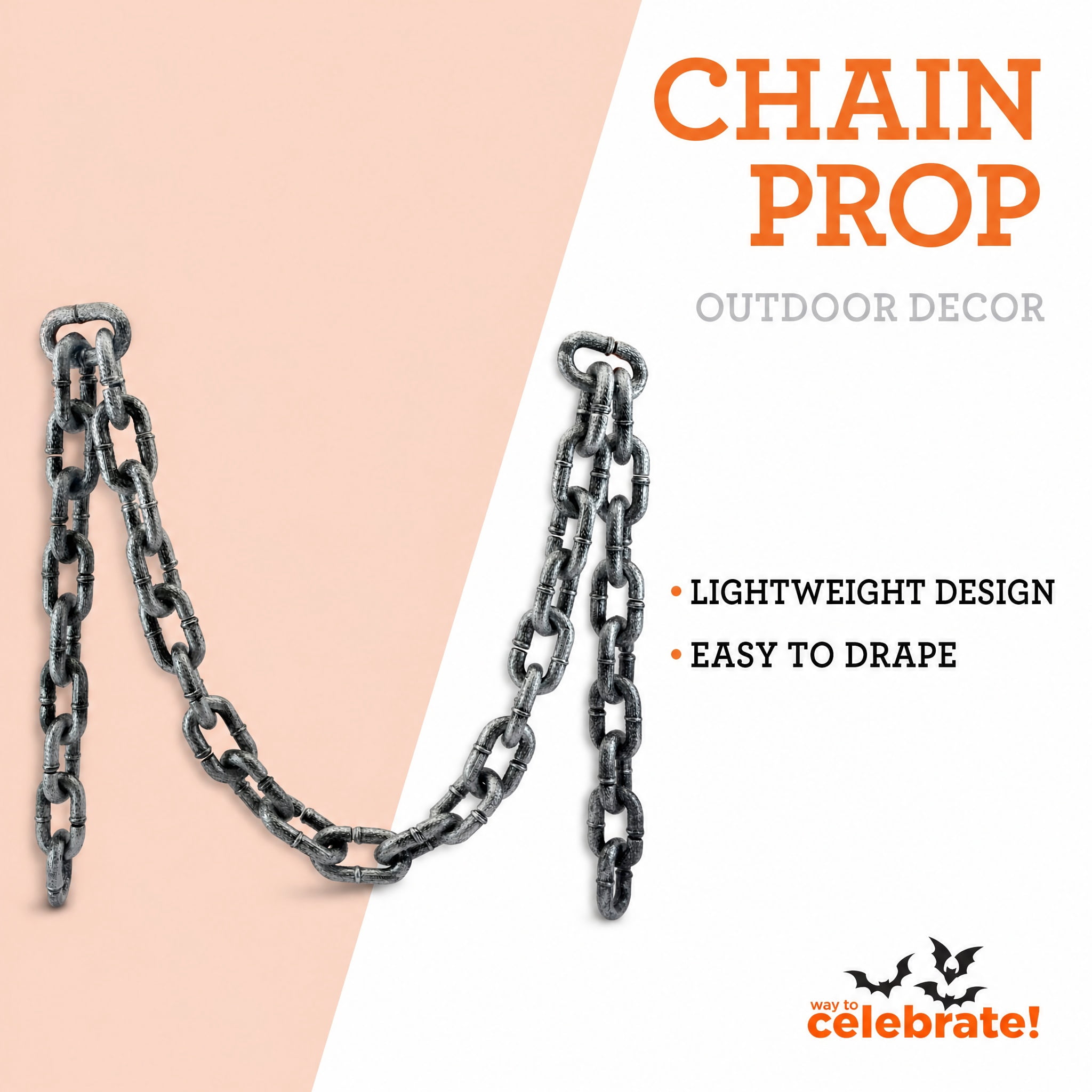 Chain Prop Decoration, Silver, 6', Halloween by Way To Celebrate