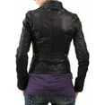 thumbnail image 2 of Women's Genuine Lambskin Leather Jacket Motorcycle Biker Leather Black Jacket W440, 2 of 3