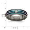thumbnail image 2 of Titanium Polished Multi-colored Rainbow Anodized Triple Groove White Sapphire 6mm Band Size 6.5 Ring for Women and Men, 2 of 2
