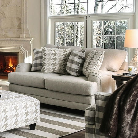 Transitional Fabric Upholstery Loveseat in Gray Christine Furniture of America