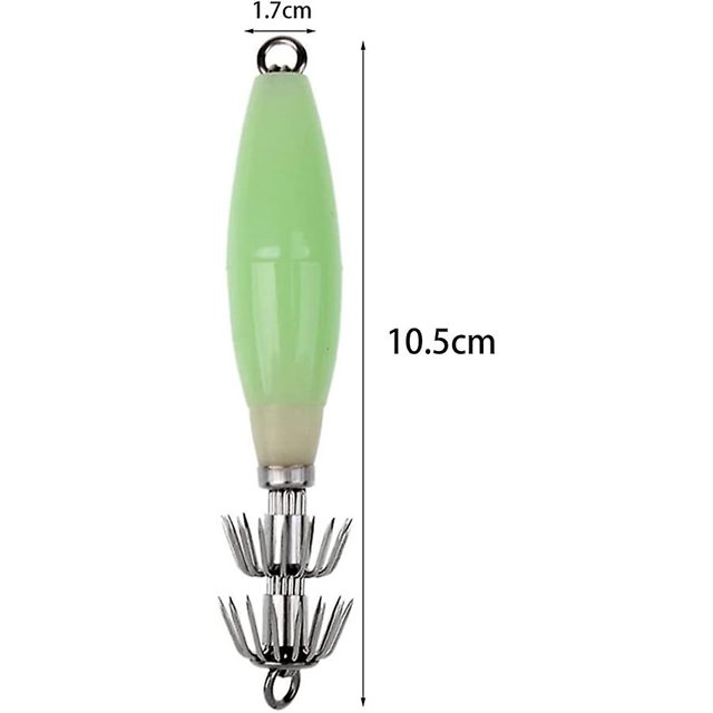 Luminous Squid Jig Hooks Glow Squid Jigs Squid Bait Aparejos de pesca Squid Jig Squid Jig Hooks para pesca con mosca Percha y pesca en el mar luminosa (verde) ( ZefeiWu 8390614326354