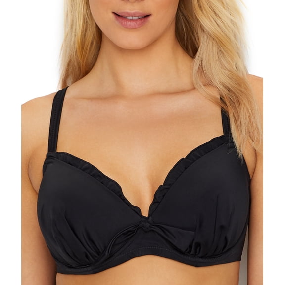 Women's Pour Moi 6007 Splash Padded Underwire Bikini Swim Top (Black 32FF)