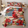 thumbnail image 2 of Manfei Cardinal Bird Blossoms Quilt King,American Flag King Coverlet Set,Red Green,3 Pieces, 2 of 7