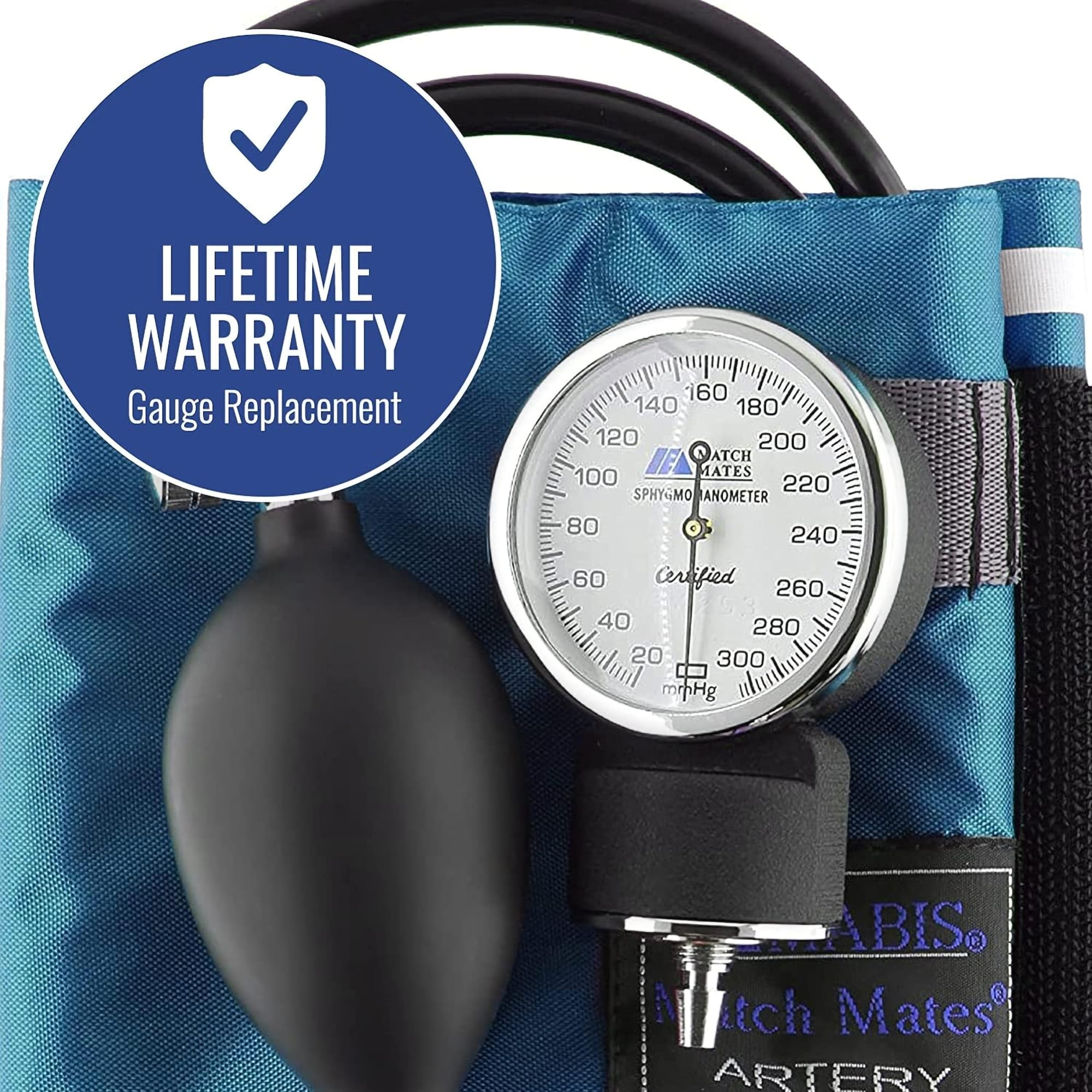 Mabis Adult / Pediatric Blue Palm Aneroid Reusable Aneroid / Stethoscope Set 2-Tubes 01-360-161 1 Each
