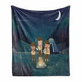 thumbnail image 1 of Camping Soft Flannel Fleece Throw Blanket, 3 Scouts in the Forest at Night Moon Sky Mystic Outdoor Explorer Kids Activity, Cozy Plush for Indoor and Outdoor Use, 70" x 90", Multicolor, by Ambesonne, 1 of 6