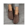 thumbnail image 6 of Women Mules Sandals Leather Suede Flat Round Toe Slip-On Buckle Straps, 6 of 6