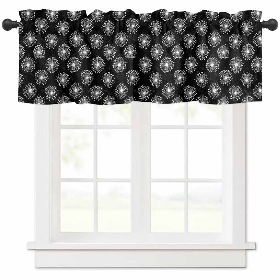 Black White Dandelion Valances for Windows Farmhouse Kitchen Curtains Valances Rod Pocket Valance Curtains for Kitchen Windows Farmhouse Botanical Blossom Window Valances for Bathroom Bedroom 60"x18"