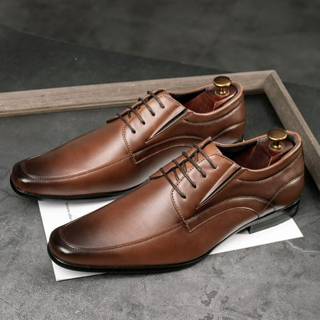 

TANGNADE Fashion Style Men s Breathable Comfortable Business Lace Up Work Leisure Solid Color Leather Shoes