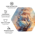 thumbnail image 3 of Disketp Sailing Ship Ocean Sunset Funny Coasters,4 Pcs Leather Coasters with Holder, Perfect Housewarming Hostess Gifts,Protect Furniture from Water Marks Scratch and Damage-Hexagon, 3 of 6