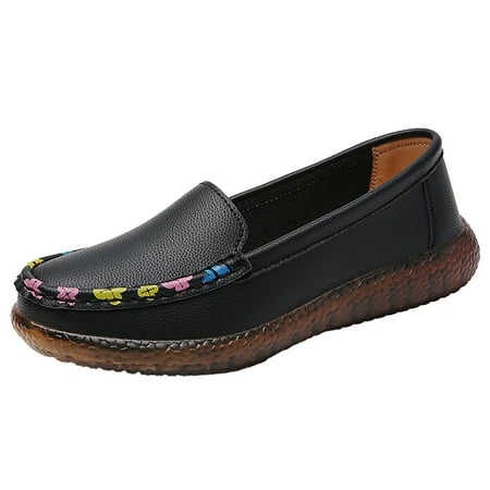 

Fauean Women Shoes Casual Leisure Soft Sole Non Slip Wedges Round Toe Slip on Shoes Women Black Size 40