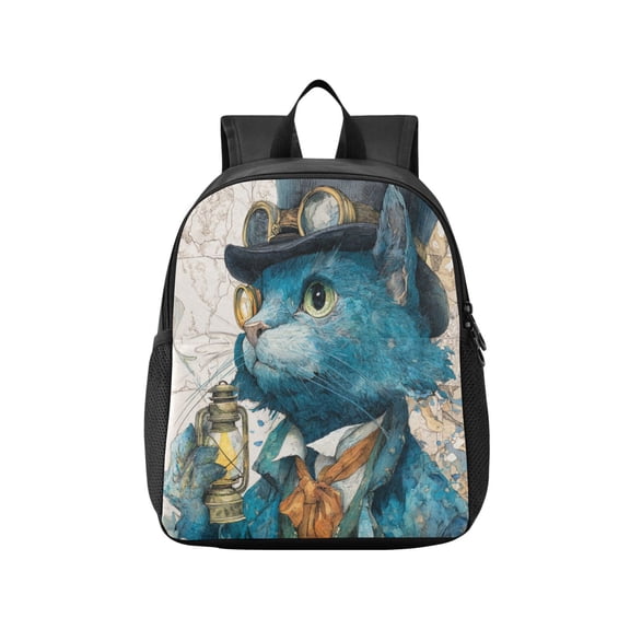 Toddler Backpack Victorian Blue Cat Waterproof Lightweight Backpack Casual Mini Daypack for Daycare & Travel